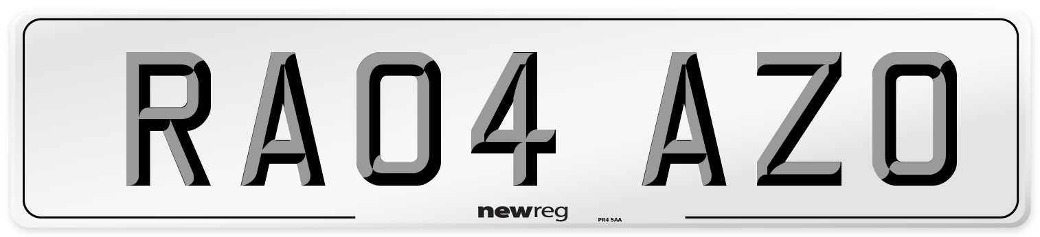 RA04 AZO Number Plate from New Reg